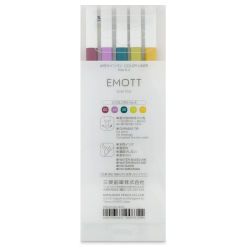 Uni Emott Fineliner Sets - Front of package of Set of 5 Retro Colors