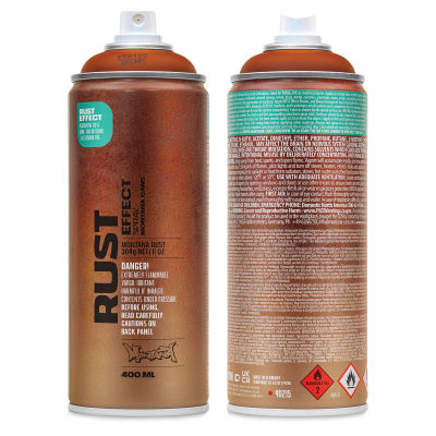 Montana Rust Effect Spray - Rust Brown, 400 ml (Front and back of can)