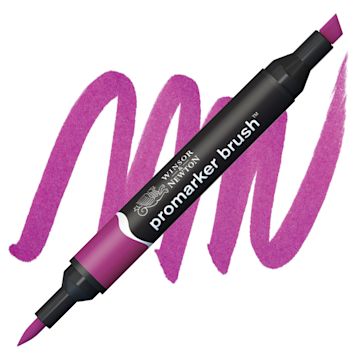 Open in modal - Winsor & Newton Promarker Brush Marker - Maroon marker and swatch