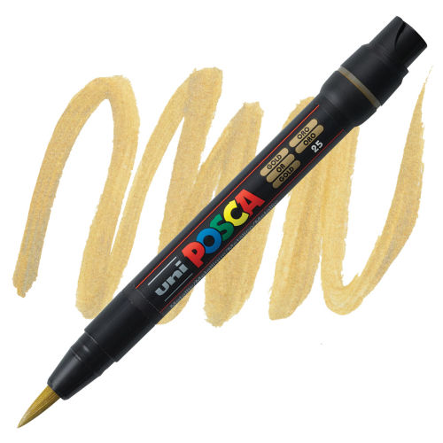 Uni-Posca Paint Marker - Gold, Brush Tip