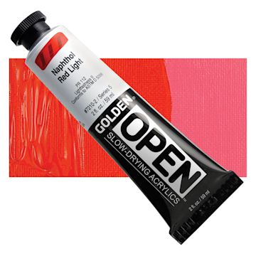 Open in modal - Golden Open Acrylic - Naphthol Red Light, 2 oz Tube and swatch