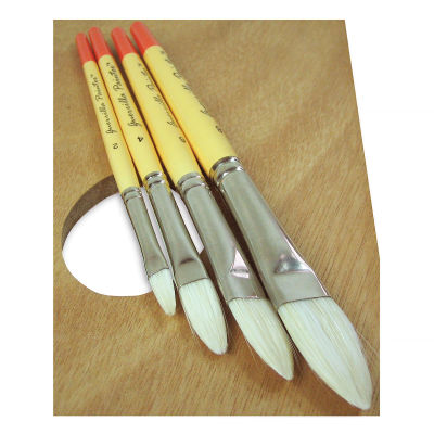 Guerrilla Painter Bristle Brushes - Set of 4 Short handled Filberts shown