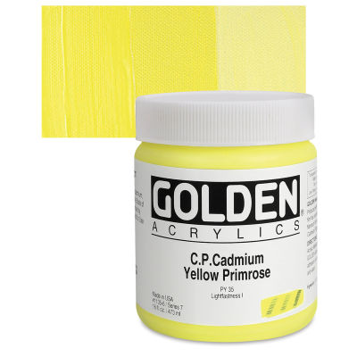 Golden Heavy Body Artist Acrylics - Cadmium Yellow Primrose, 16 oz Jar