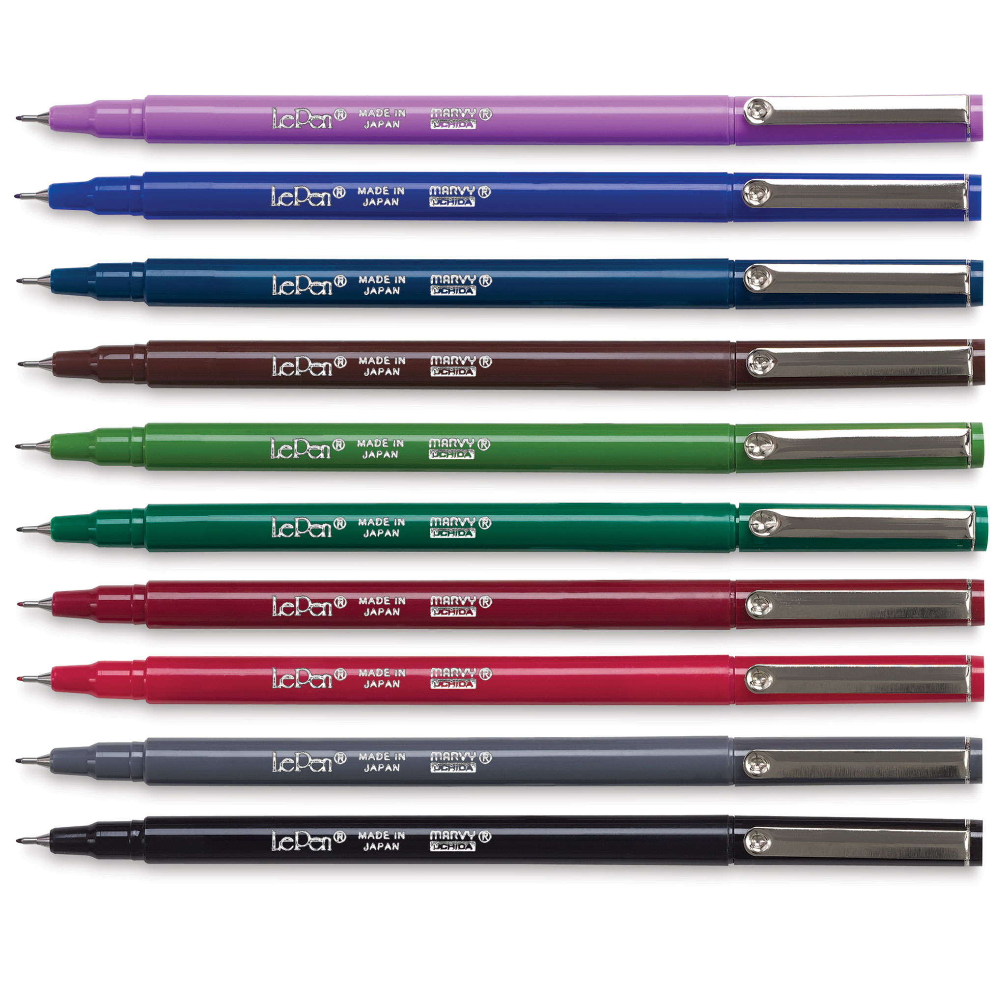 Marvy, LePen Fine Point Pens, 1 Each of 10 Colors
