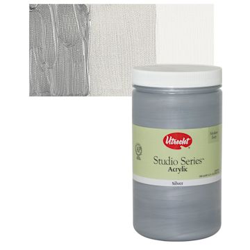 Open in modal - Utrecht Studio Series Acrylic Paint - Silver, Quart and swatch