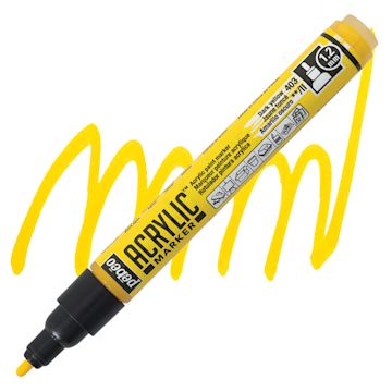 Open in modal - Pebeo Acrylic Marker - Dark Yellow, 1.2 mm, Bullet Nib marker and swatch