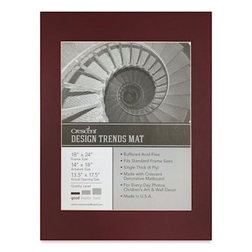 Open in modal - Crescent Pre-Cut Mat - Maroon, 18" x 24" (13-1/2" x 17-1/2" Opening)