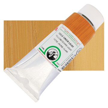 Open in modal - Old Holland Classic Oil Color - Yellow Ochre Light, 125 ml tube and swatch