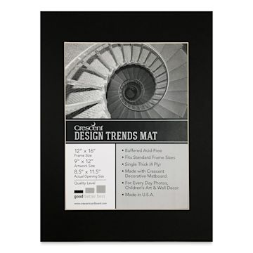 Open in modal - Crescent Pre-Cut Mat - Raven Black, 12" x 16" (8-1/2" x 11-1/2" Opening)