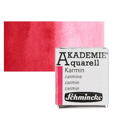 Open in modal - Schmincke Akademie Aquarell Watercolor Pan - Carmine, Half Pan and swatch