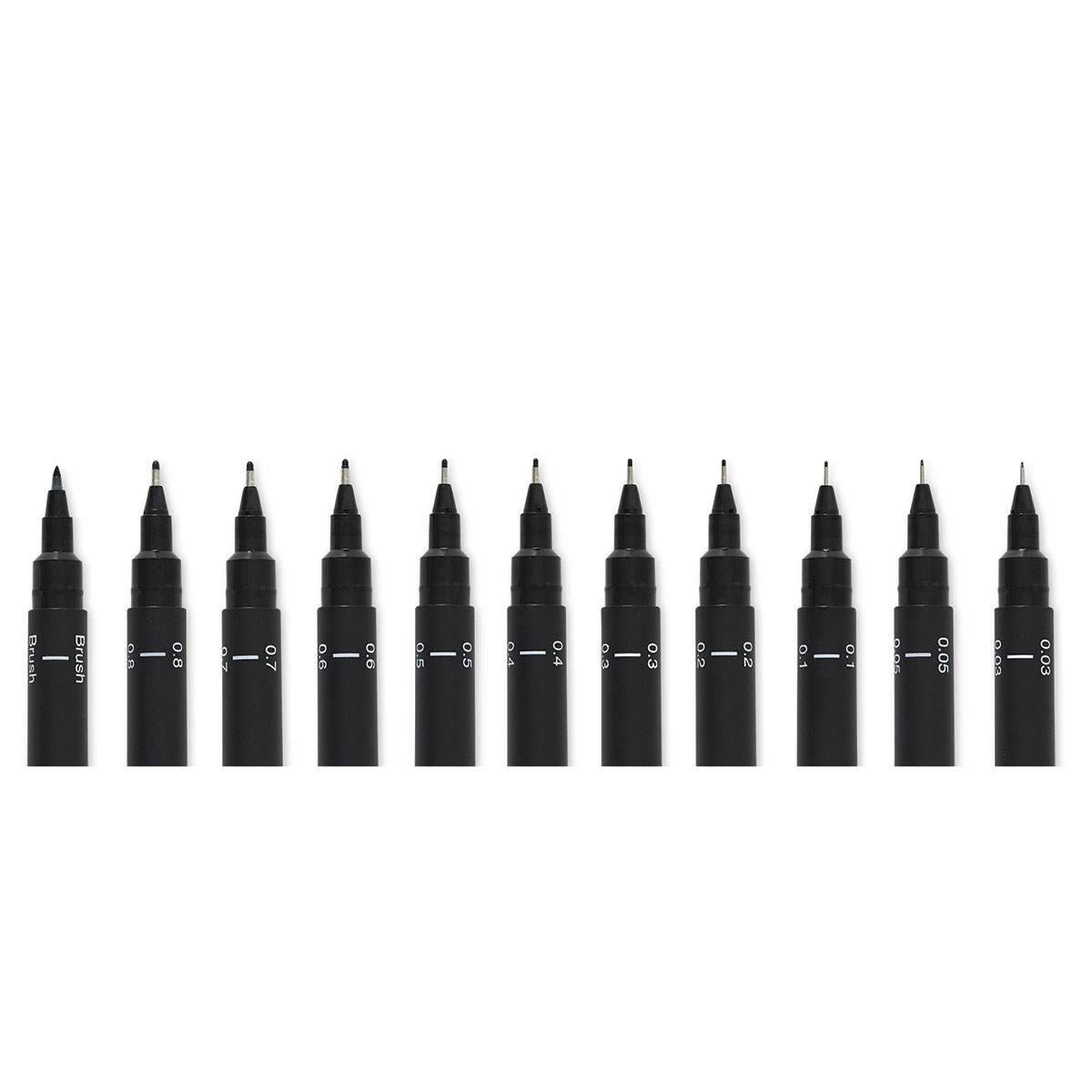 Uni Pin Fineliner Drawing Pen - Complete Set of 11 Grades - Black