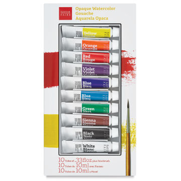 Open in modal - Savoir Faire Opaque Watercolor Gouache - Set of 10 Colors, 10 ml tubes