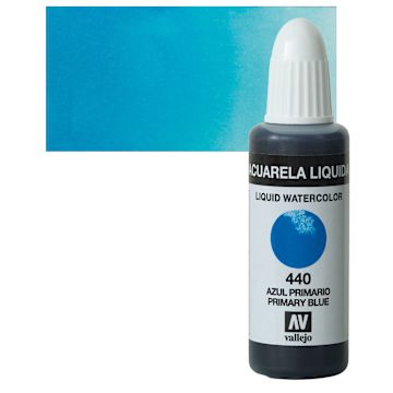 Open in modal - Vallejo Liquid Watercolor - Primary Blue, 32 ml and swatch