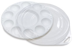 White 10 Well Plastic Tray with Cover, 6 3/4" Diameter