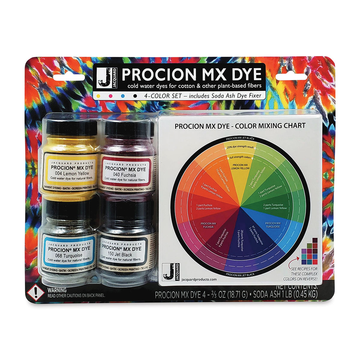 Procion MX fiber-reactive dye samples on cotton: Sun Yellow, Mixing Red,  Mixing Blue