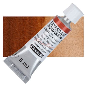 Open in modal - Schmincke Horadam Aquarell Artist Watercolor - Burnt Sienna, 5 ml tube and swatch