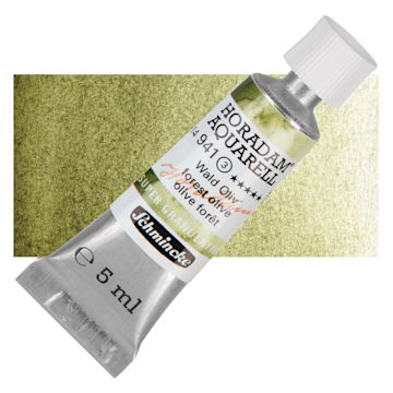 Open in modal - Schmincke Horadam Aquarell Watercolor - Forest Olive, 5 ml bottle and swatch