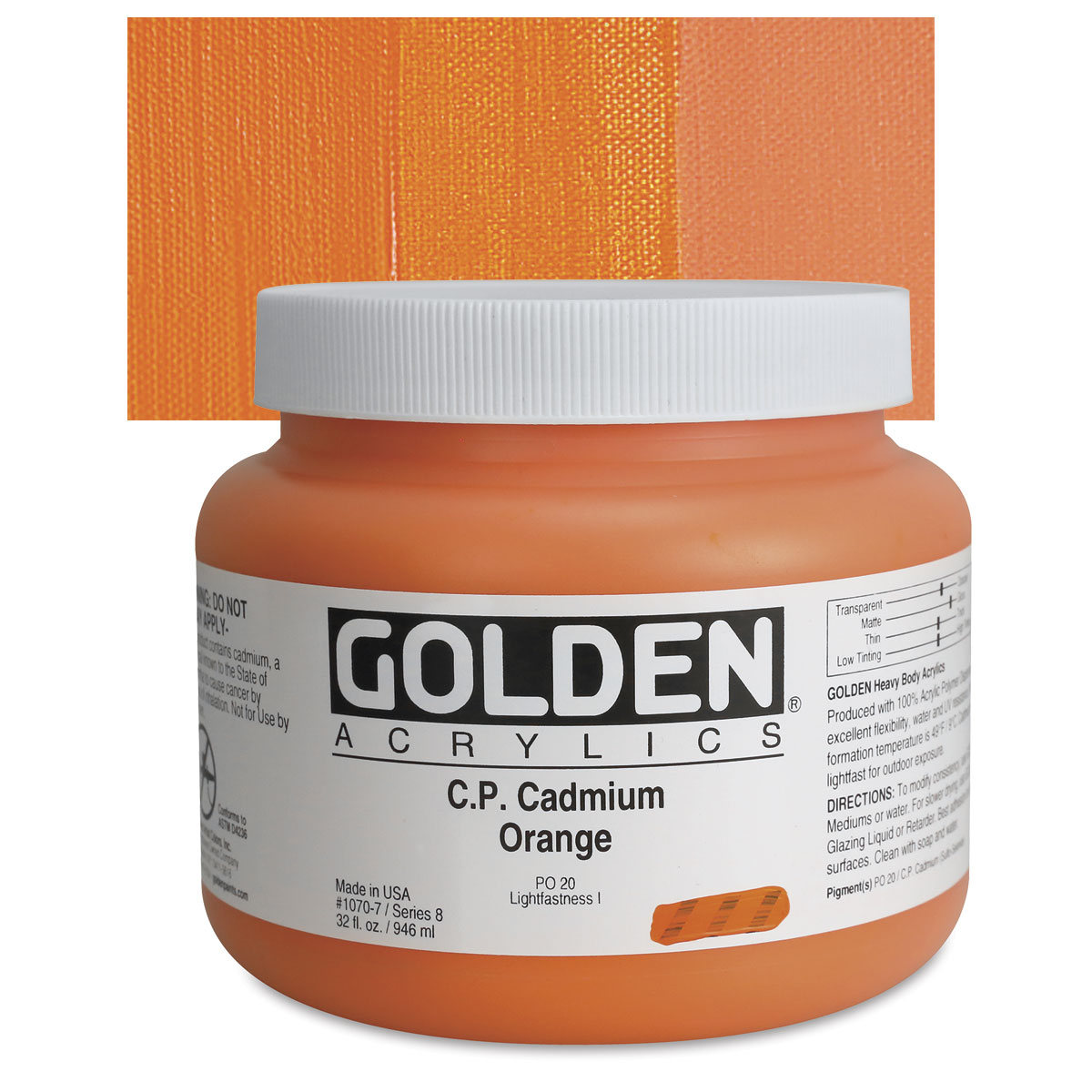 Golden Heavy Body Acrylic 16oz - Cadmium Orange