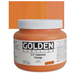 Golden Heavy Body Artist Acrylics - Cadmium Orange, 32 oz Jar