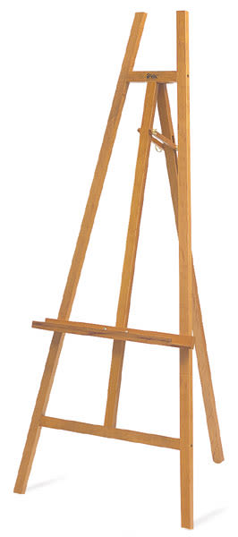 Studio Designs Museum Easel - Angled view of Natural Finish Display Easel