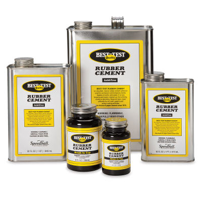 Best-Test Rubber Cement - Assortment of Cans and Jars shown