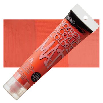 Open in modal - Holbein Mat Acrylic - Vermilion Hue, 110 ml tube and swatch