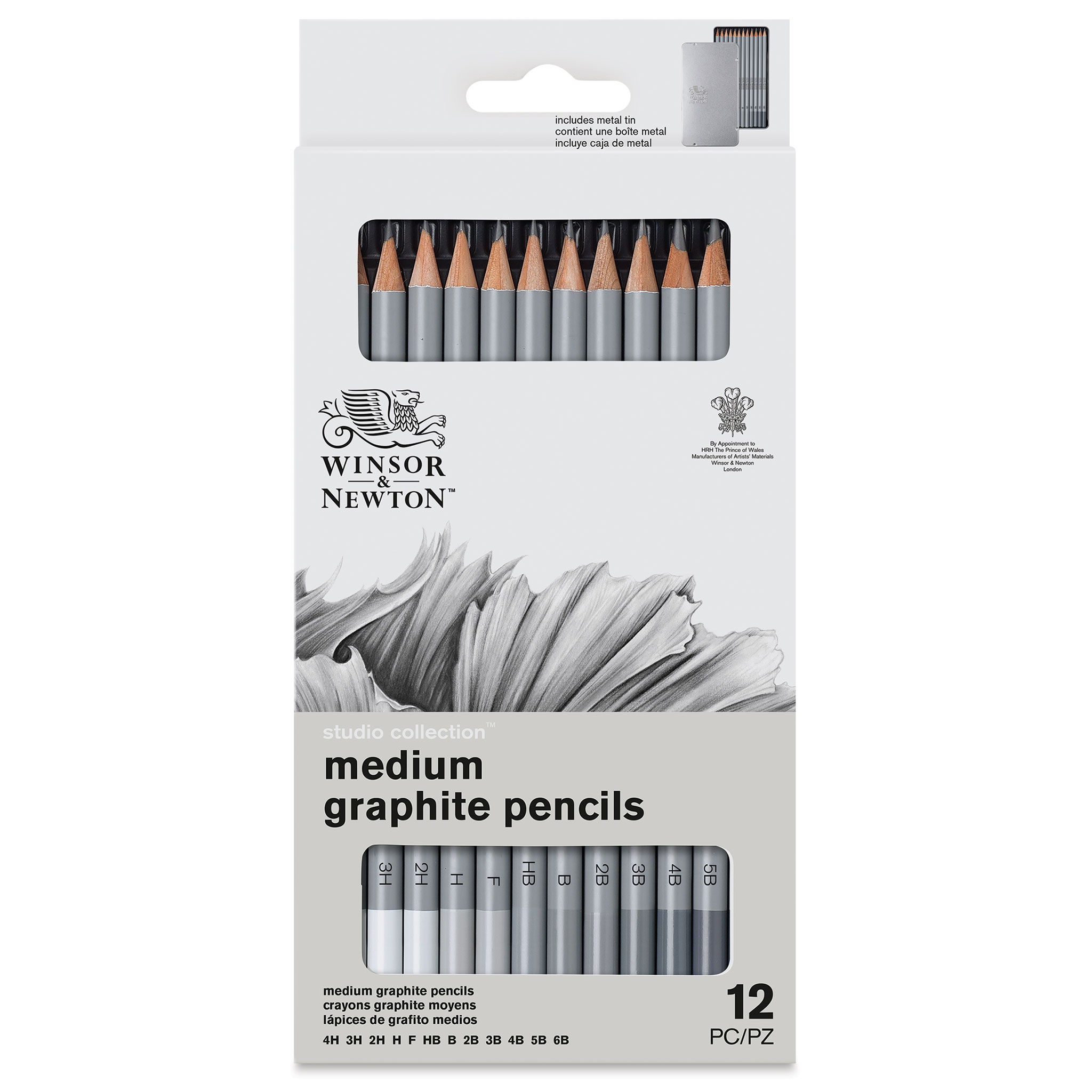 Royal Langnickel Tin 3 Graphite Pencil Set (HB, 4B, 2B) in Metal Case