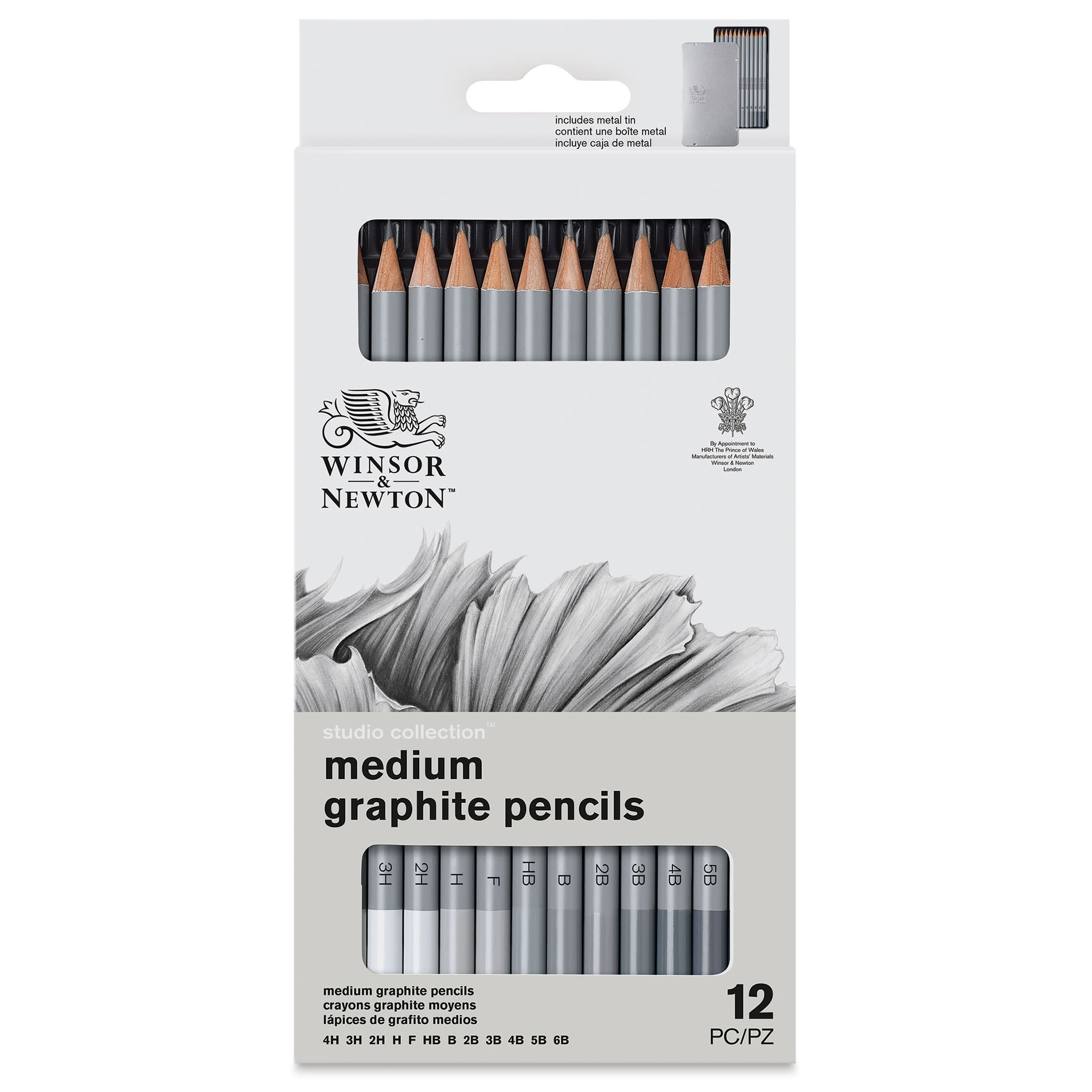 Winsor & Newton Studio Collection Graphite Pencils - Set of 12, Medium, front of the packaging