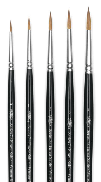 Winsor & Newton Series 7 Kolinsky Sable Brush - Pointed Round, Set of 5 ...