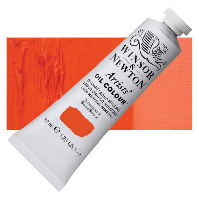 Winsor & Newton Artists' Oil Color - Orange Laque Mineral, 37 ml tube with swatch