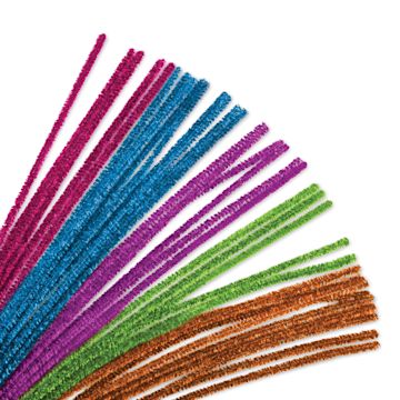 Open in modal - Krafty Kids Chenille Stems - Tinsel, Assorted Colors, 12", Package of 35