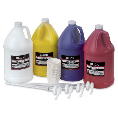 Blick Premium Grade Tempera - 4-Color Pump Kit, Primary Set, Gallons