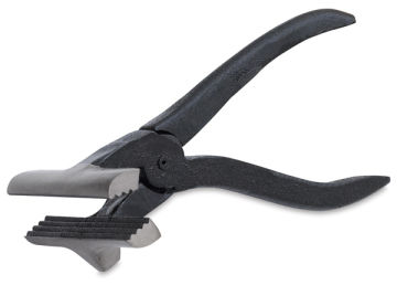 Richeson Cast Iron Canvas Pliers - side view of pliers, open showing serrated jaw