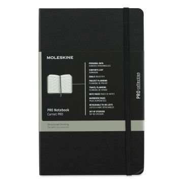 Moleskine Pro Collection Notebook - Large Black Hard Cover Notebook shown upright