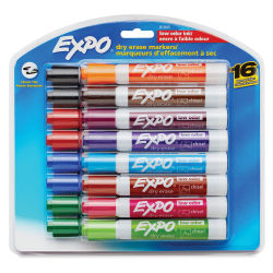 Expo Dry Erase Low Odor Markers - Chisel Tip, Assorted Colors, Set of 16