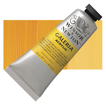 Open in modal - Winsor & Newton Galeria Flow Acrylic - Cadmium Yellow Deep Hue, 60 ml tube and swatch
