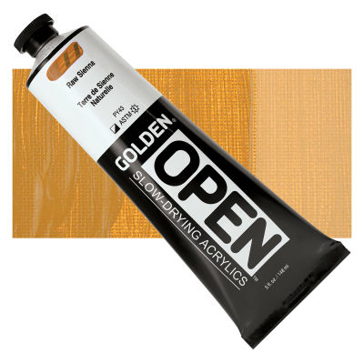 Golden Open Acrylics - Raw Sienna, 5 oz Tube with Swatch