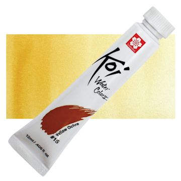 Open in modal - Sakura Koi Watercolor - Yellow Ochre, 12 ml Tube and swatch
