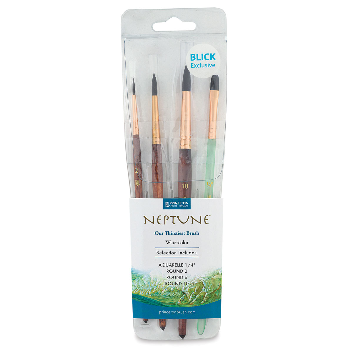 Princeton Brush Neptune Synthetic Squirrel Watercolor Brush, Round, 10 