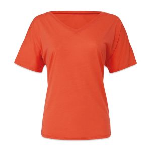 Bella + Canvas Slouchy V-neck T-shirt - Coral, X-Large