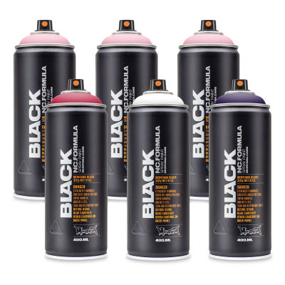 Montana Black Spray Paint - Front view of Throw Set of 6 cans
