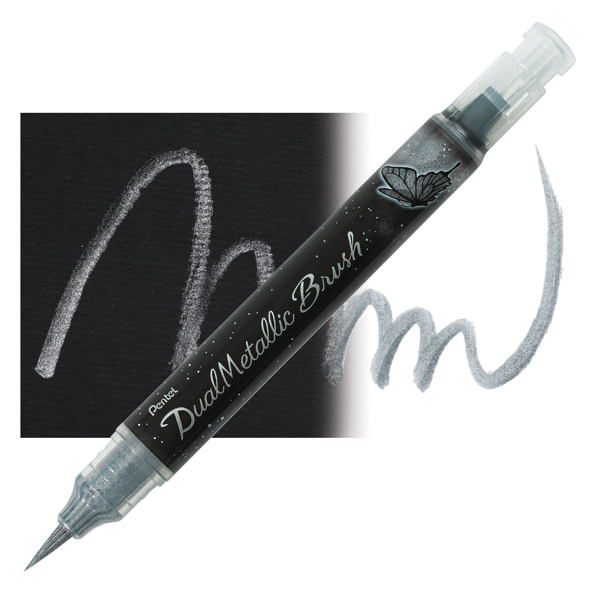 Pentel Metallic Fude Brush Pen - Silver
