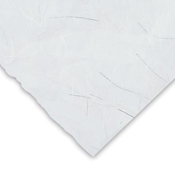 Open in modal - Black Ink Thai Unryu - White with Silver Thread, 25'' x 37''