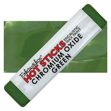 Open in modal - Enkaustikos Hot Sticks Encaustic Wax Paint - Chromium Oxide Green, 13 ml stick and swatch