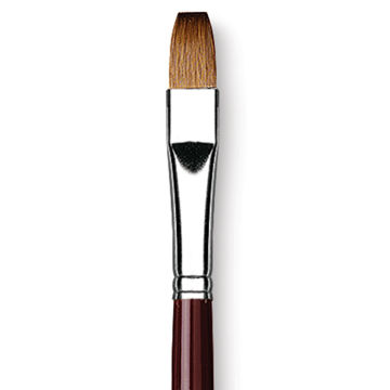 Da Vinci Kolinsky Red Sable Oil Brush - Flat, Long Handle, Size 10 (close-up)