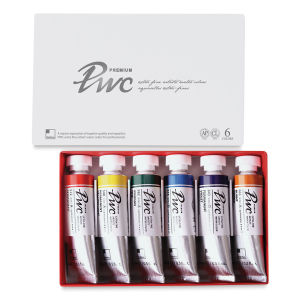 PWC Extra Fine Professional Watercolor - A, Set of 6, Assorted Colors,15 ml, Tubes