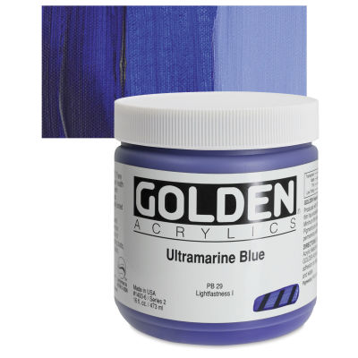 Golden Heavy Body Artist Acrylics - Ultramarine Blue, 16 oz Jar