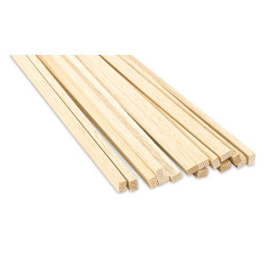 Bud Nosen Balsa Wood Sticks - 1/4" x 3/8" x 36", Pkg of 15 (view of the ends)