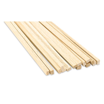 Bud Nosen Balsa Wood Sticks - 1/4" x 3/8" x 36", Pkg of 15 (view of the ends)