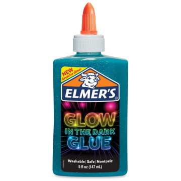 Elmer's Glow in the Dark Glue - Front of 5 oz Bottle of Blue Glue shown